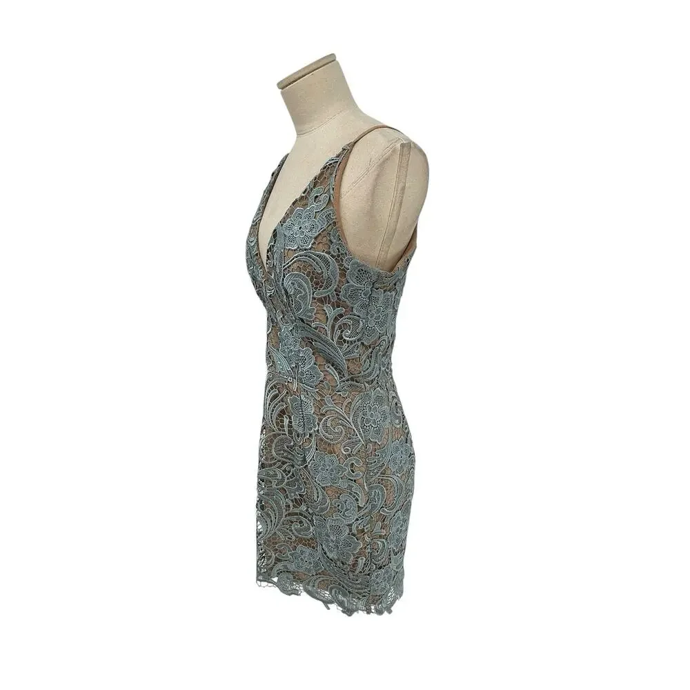 Dress The Population Allie Lace Dress Mini Blue Size Medium - Picture 4 of 12